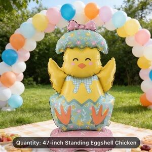 Standing Large Easter Chick Egg Foil Balloon 47 Inch